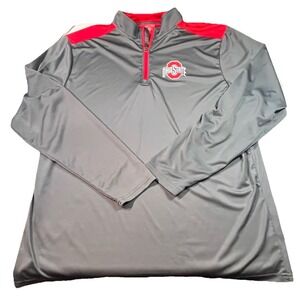 Ohio State Buckeyes Scarlet & Gray 1/4 Zip Long Sleeve Pullover Men XL Gray Red